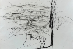 Il Tevere da Monte Castello 2022 Kohle auf Papier 51 x 66 cm